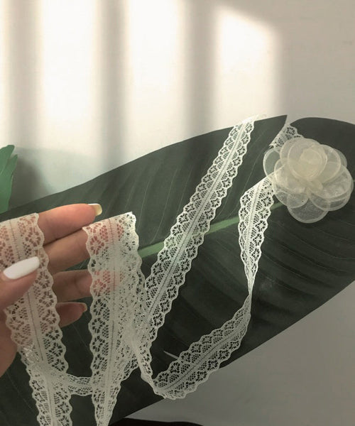 Style Beige Lace Floral Hollow Out Silk Scarf Necklace YU007 ABC