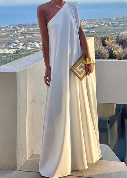 Shoulder Summer Black Dresses Party One Style Cotton Long FashionChic