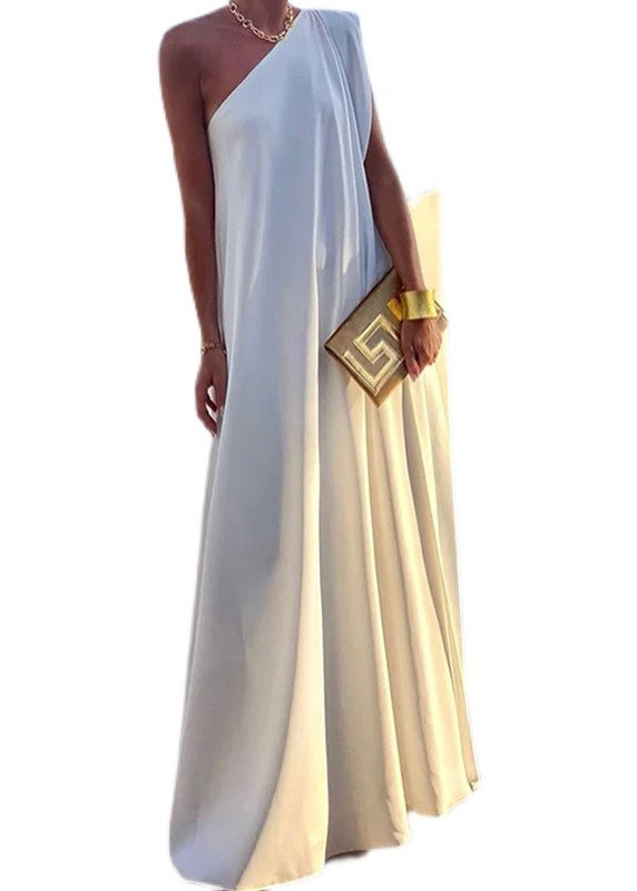 Shoulder Summer Black Dresses Party One Style Cotton Long FashionChic