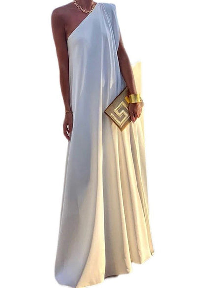 Shoulder Summer Black Dresses Party One Style Cotton Long FashionChic