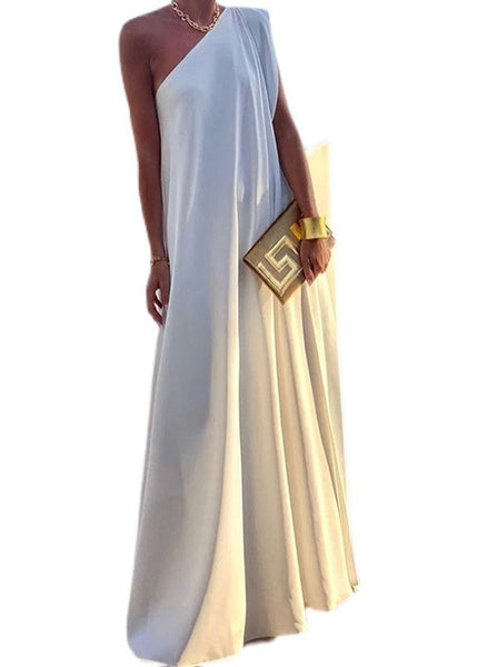 Shoulder Summer Black Dresses Party One Style Cotton Long FashionChic