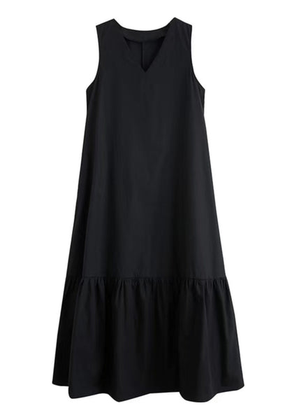 Style Cotton Holiday Oversized Hem Large Black Dress Summer Exra FashionChic