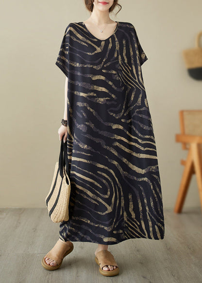 Style Black Oversized Tie Dye Cotton Dresses Summer YY021 OL-SDL2408-16