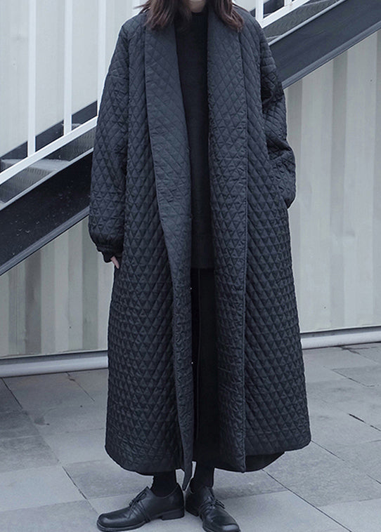 Style Black Peter Pan Collar Pockets Fine Cotton Filled Coat Winter RU041 ABC