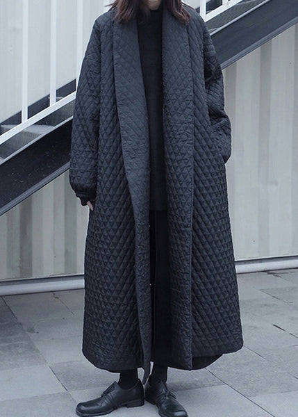 Style Black Peter Pan Collar Pockets Fine Cotton Filled Coat Winter RU041 ABC