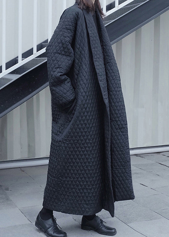 Style Black Peter Pan Collar Pockets Fine Cotton Filled Coat Winter RU041 ABC