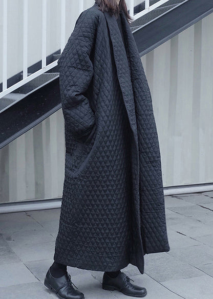 Style Black Peter Pan Collar Pockets Fine Cotton Filled Coat Winter RU041 ABC