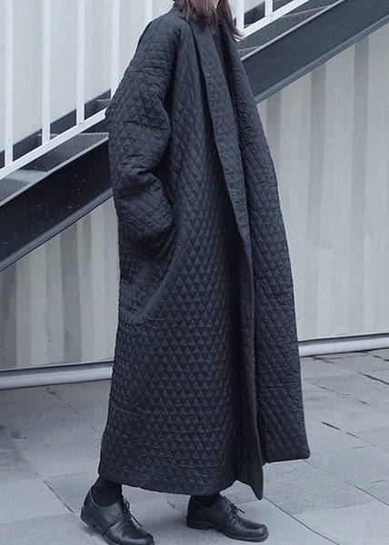 Style Black Peter Pan Collar Pockets Fine Cotton Filled Coat Winter RU041 ABC