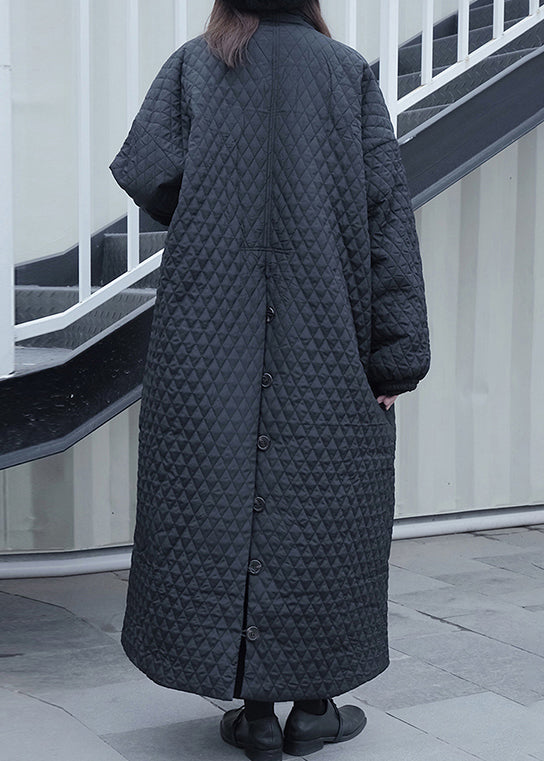 Style Black Peter Pan Collar Pockets Fine Cotton Filled Coat Winter RU041 ABC