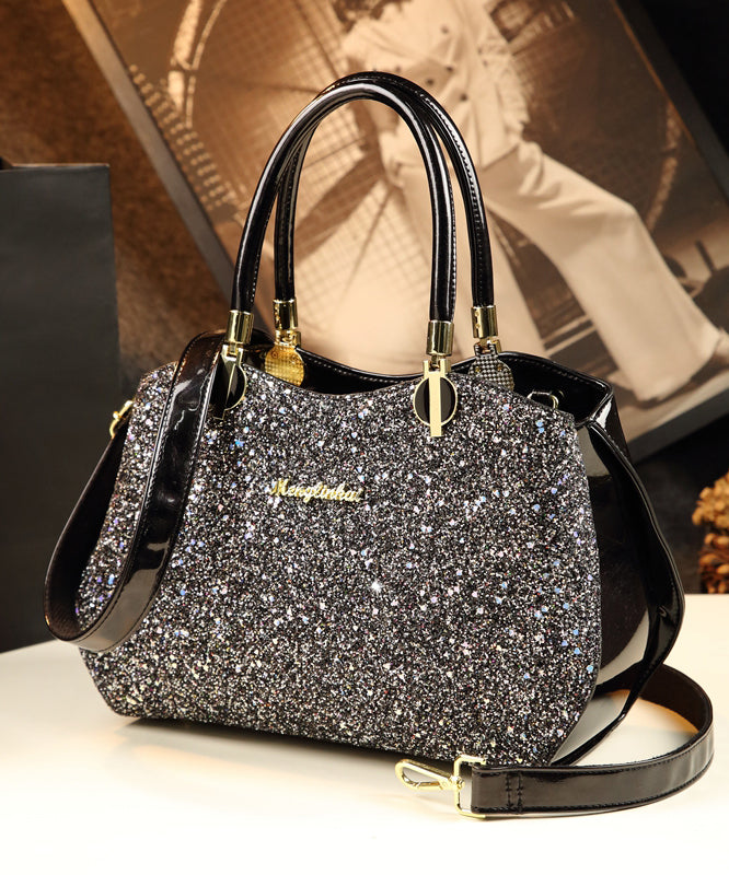 Style Black Zircon Large Capacity Faux Leather Tote Handbag YX007 ABC