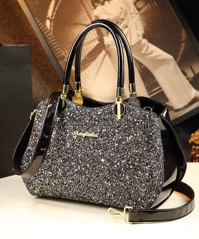 Style Black Zircon Large Capacity Faux Leather Tote Handbag YX007 ABC