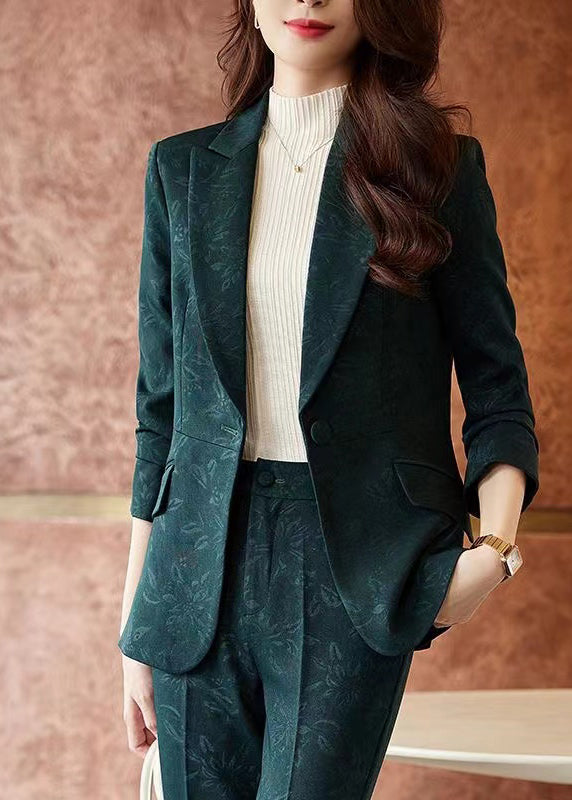 Style Blackish Green Print Silm Fit Cotton Coat Spring YJ022 ABC