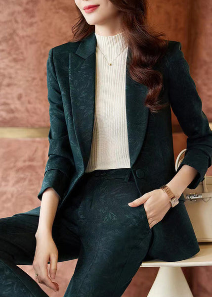 Style Blackish Green Print Silm Fit Cotton Coat Spring YJ022 ABC