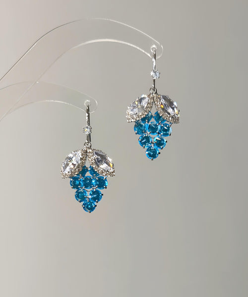 Blue Alloy Earrings Style Drop Grapes Zircon Crystal FashionChic