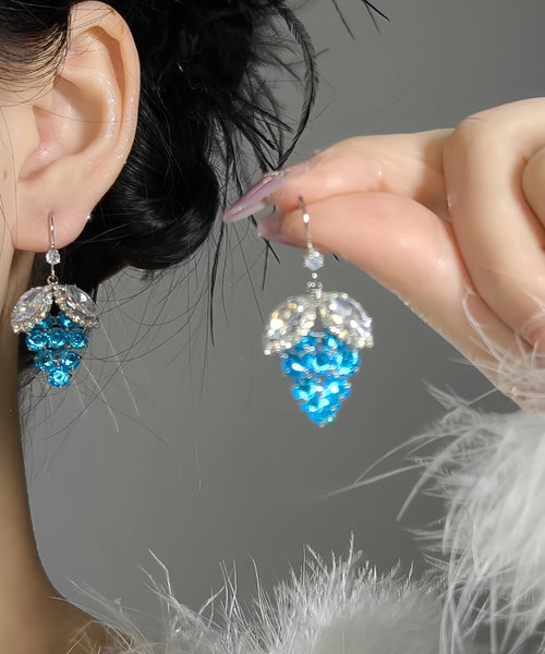 Blue Alloy Earrings Style Drop Grapes Zircon Crystal FashionChic