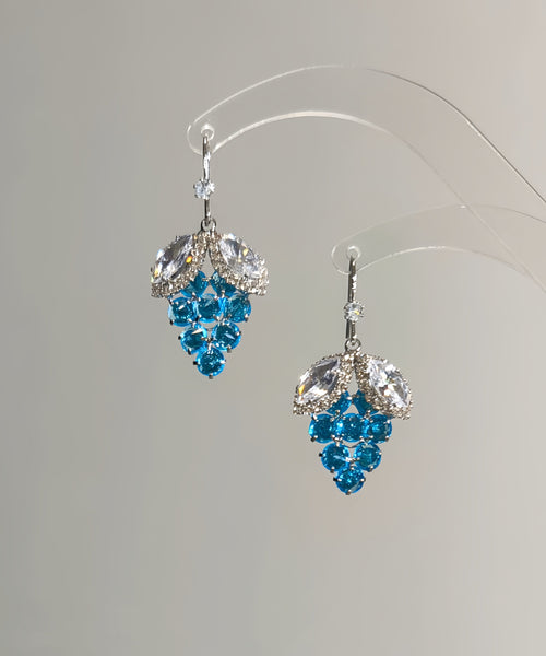 Blue Alloy Earrings Style Drop Grapes Zircon Crystal FashionChic