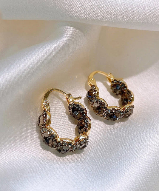 Style Coffee Copper Alloy Zircon Hoop Earrings WH006 JEW-SDL241116