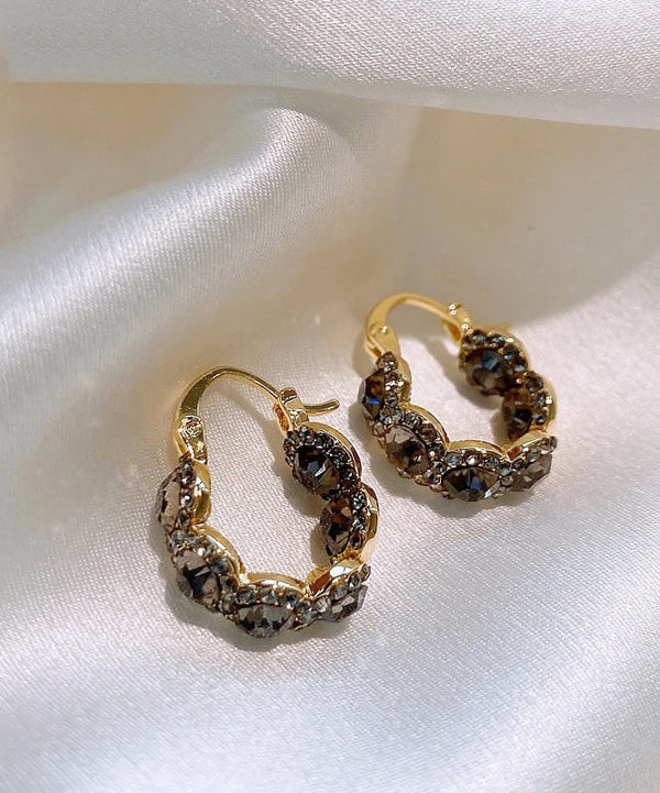 Style Coffee Copper Alloy Zircon Hoop Earrings WH006