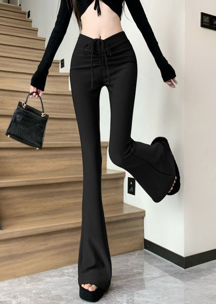 Flared Waist Style Trousers Patchwork High Summer Coffee FashionChic