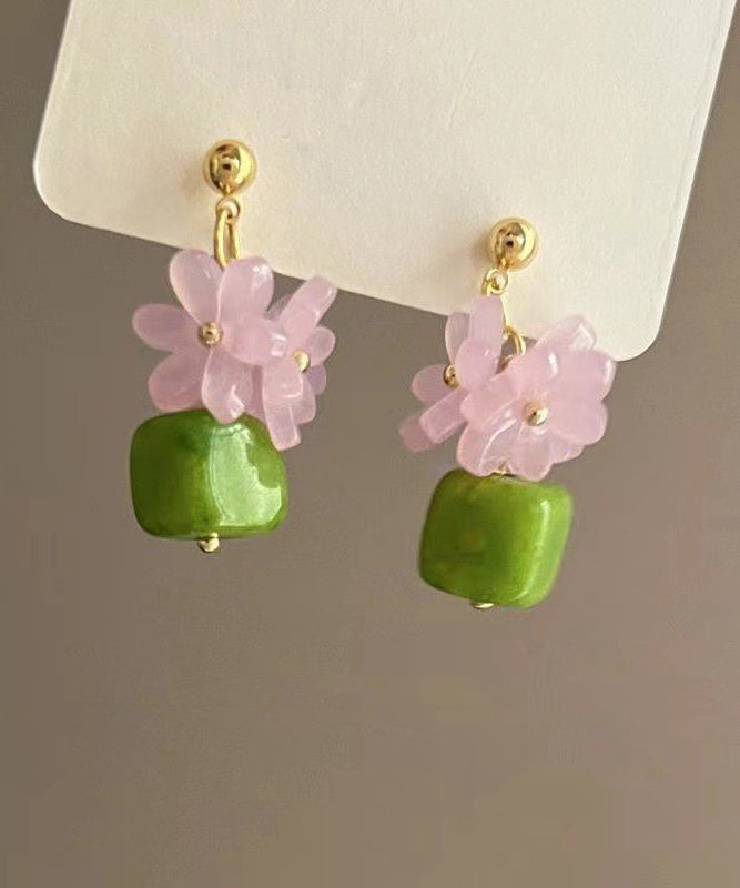 Earrings Colorblock Stud Style Silver Floral Sterling Resin FashionChic