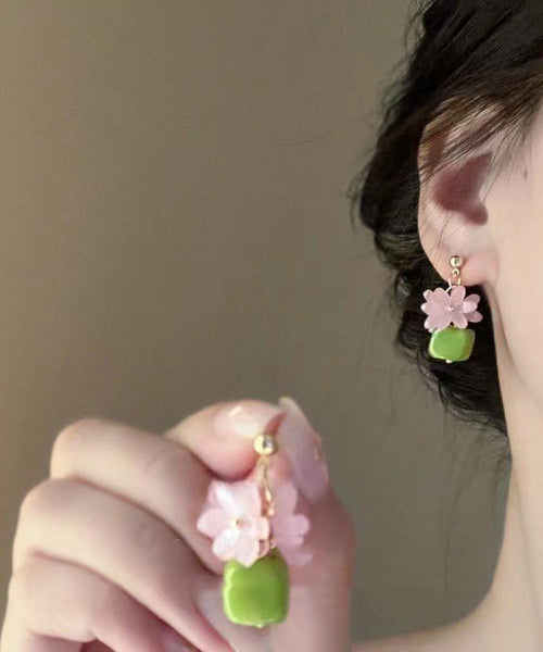 Earrings Colorblock Stud Style Silver Floral Sterling Resin FashionChic