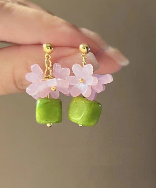 Earrings Colorblock Stud Style Silver Floral Sterling Resin FashionChic