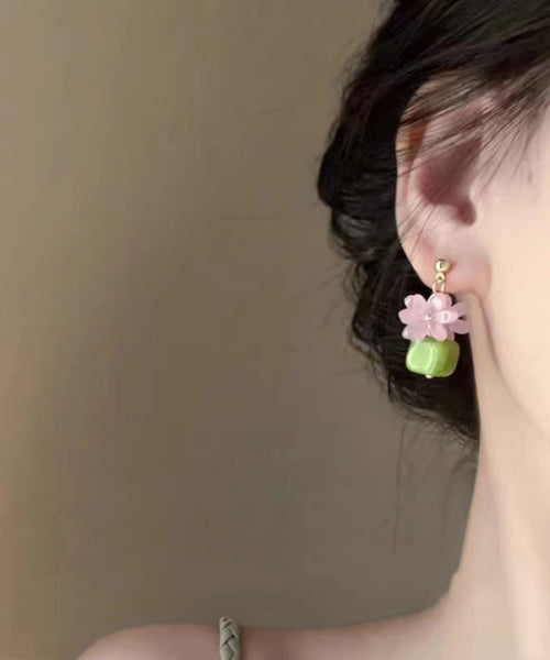 Earrings Colorblock Stud Style Silver Floral Sterling Resin FashionChic