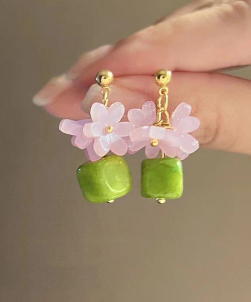 Earrings Colorblock Stud Style Silver Floral Sterling Resin FashionChic