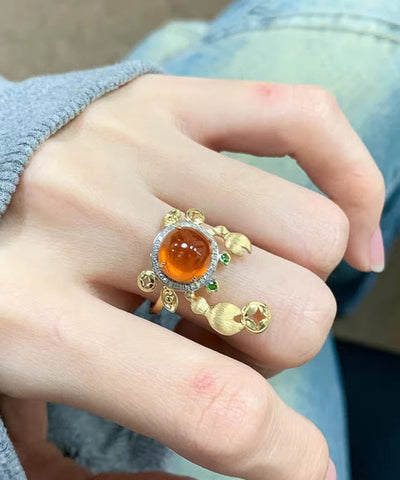 Gold Crab Style Zircon Stone Alloy Gem Rings FashionChic