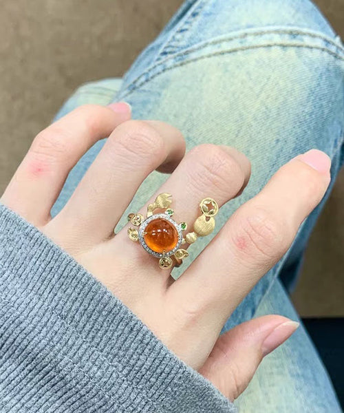 Gold Crab Style Zircon Stone Alloy Gem Rings FashionChic