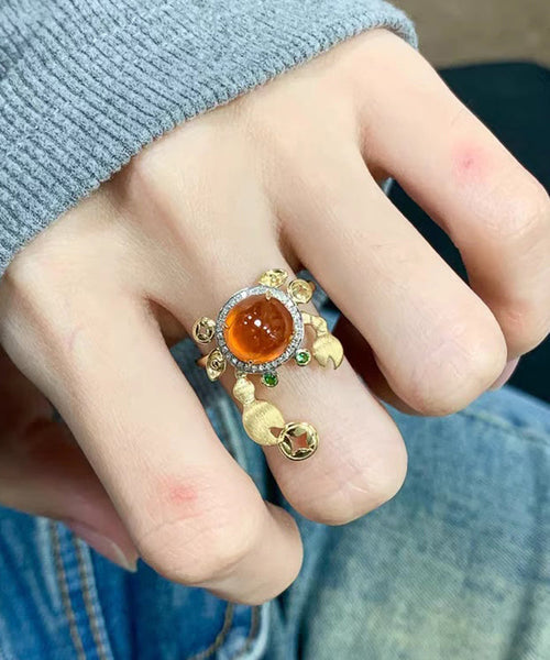 Gold Crab Style Zircon Stone Alloy Gem Rings FashionChic