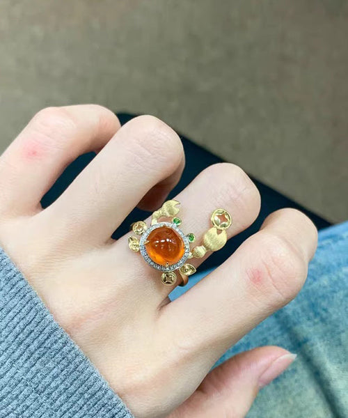 Gold Crab Style Zircon Stone Alloy Gem Rings FashionChic