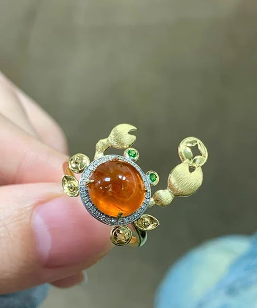 Gold Crab Style Zircon Stone Alloy Gem Rings FashionChic