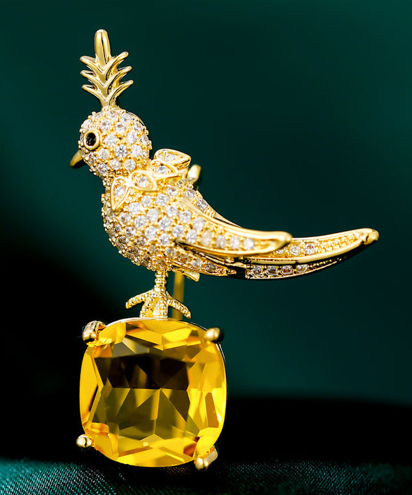 Style Gold Copper Overgild Zircon Gem Stone Little Bird Brooches WP010 JEW-BRO241112