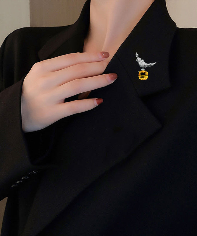 Style Gold Copper Overgild Zircon Gem Stone Little Bird Brooches WP010 JEW-BRO241112