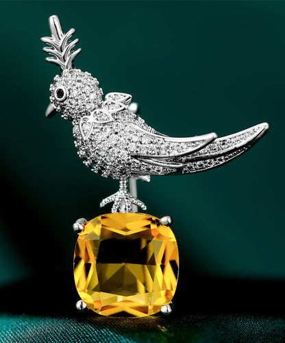 Style Gold Copper Overgild Zircon Gem Stone Little Bird Brooches WP010 JEW-BRO241112