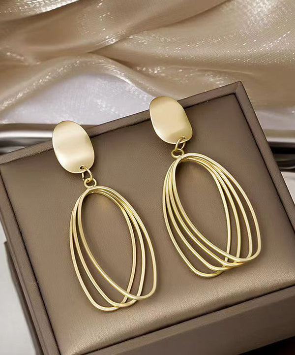Style Gold Sterling Silver Overgild Oval Drop Earrings GH1063 Ada Fashion