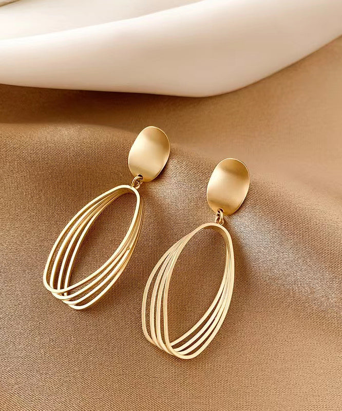 Style Gold Sterling Silver Overgild Oval Drop Earrings GH1063 Ada Fashion