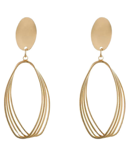 Style Gold Sterling Silver Overgild Oval Drop Earrings GH1063 Ada Fashion