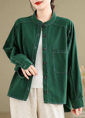 Style Grass Green Oversized Cotton Shirt Top Spring TM018 ABC