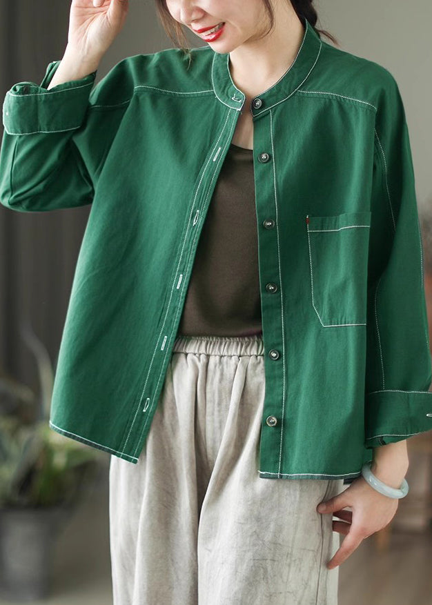 Style Grass Green Oversized Cotton Shirt Top Spring TM018 ABC