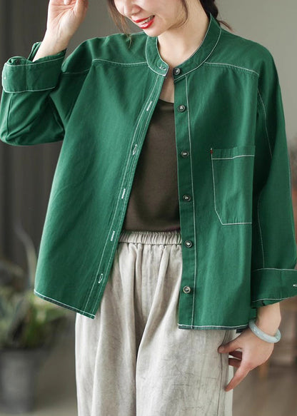 Style Grass Green Oversized Cotton Shirt Top Spring TM018 ABC