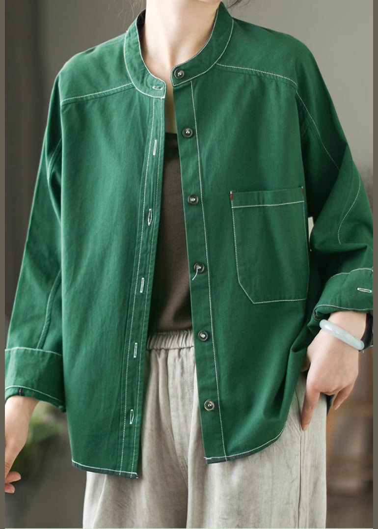 Style Grass Green Oversized Cotton Shirt Top Spring TM018 ABC