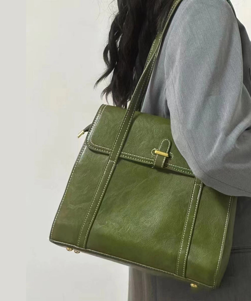 Style Green Solid Durable Faux Leather Satchel Handbag SX1025 Ada Fashion