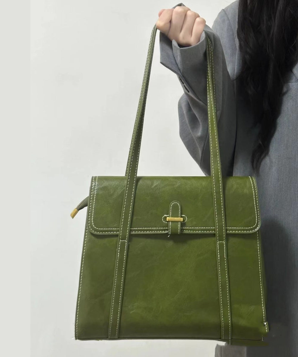 Style Green Solid Durable Faux Leather Satchel Handbag SX1025 Ada Fashion