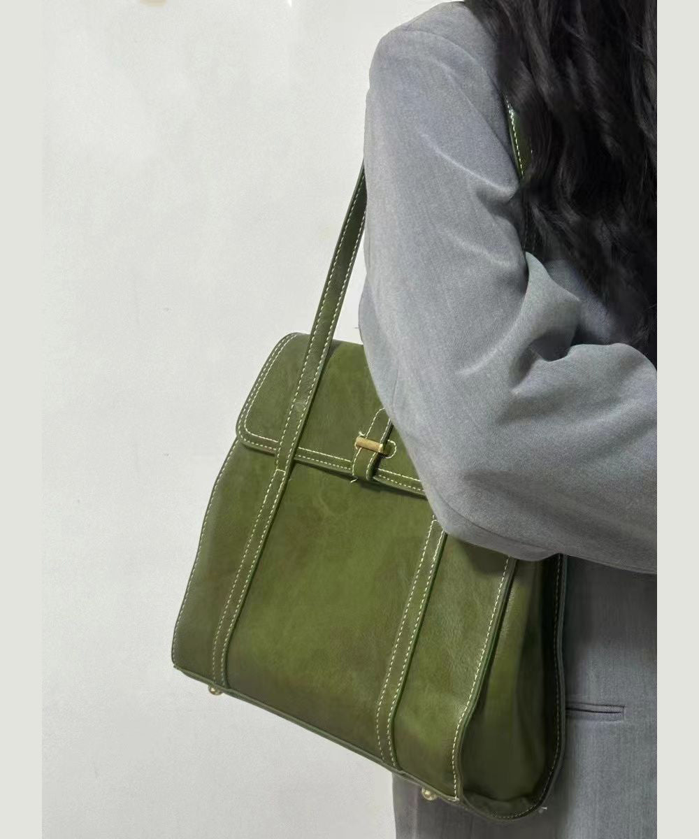 Style Green Solid Durable Faux Leather Satchel Handbag SX1025 Ada Fashion