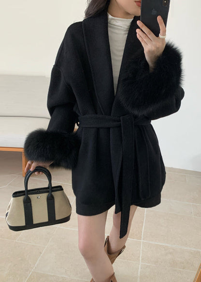 Style Grey Peter Pan Collar Faux Fur Patchwork  Woolen Coat Winter RS019 ABC