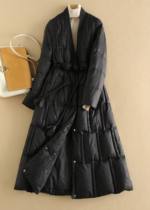 Style Khaki V Neck Pockets Slim Fit Duck Down Parka Winter RX006 ABC