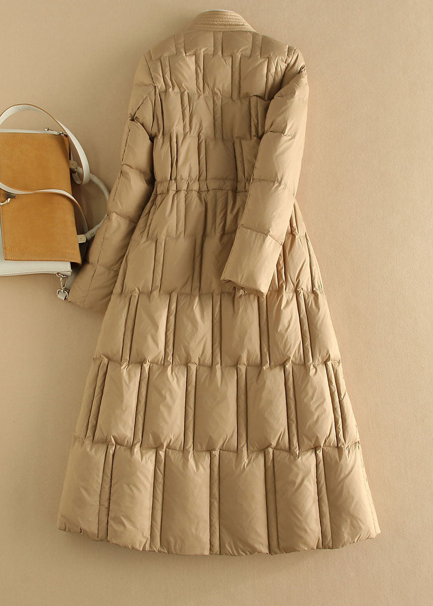 Style Khaki V Neck Pockets Slim Fit Duck Down Parka Winter RX006 ABC