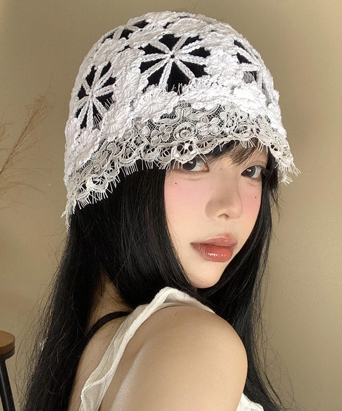 Style Lace Edge Knitted Hollow Flower Thin Boonie Hat WI016 hat-HAT241105